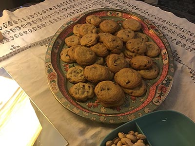 neighbors and food at Meow Mixer potluck lunch