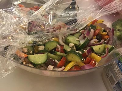 neighbors and food at Meow Mixer potluck lunch