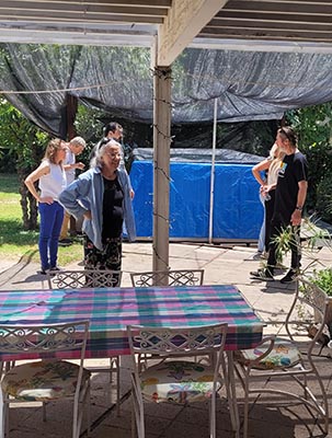 neighbors and food at Meow Mixer potluck lunch