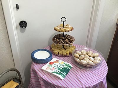 food at the Meow-Mixer cat-lovers potluck lunch event