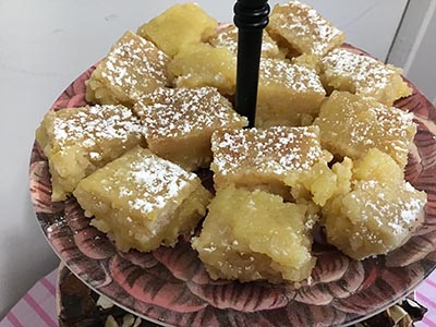 lemon squares at Meow-Mixer cat-lovers potluck lunch event