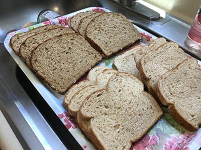 food (bread) at the Meow-Mixer cat-lovers potluck lunch event