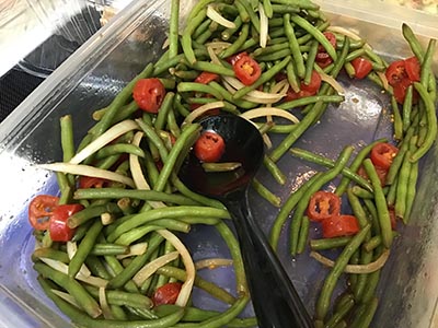 vegetable dish at the Meow-Mixer cat-lovers potluck lunch event