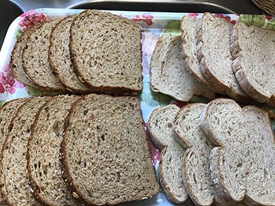 food (bread) at the Meow-Mixer cat-lovers potluck lunch event