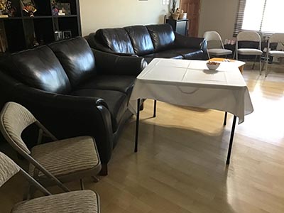 seating in living room for watch party