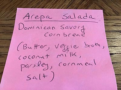 recipe for Dominican savory corn bread