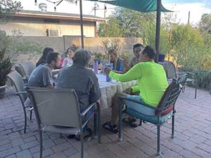 Potluck dinner pool party with Arizona neighbors and 14 ESL students from Japan