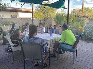 Potluck dinner pool party with Arizona neighbors and 14 ESL students from Japan