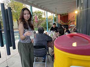 Potluck dinner pool party with Arizona neighbors and 14 ESL students from Japan