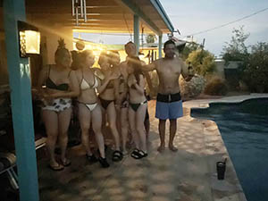 Potluck dinner pool party with Arizona neighbors and 14 ESL students from Japan