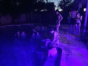 Potluck dinner pool party with Arizona neighbors and 14 ESL students from Japan