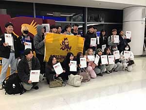 Japanese ESL students arrive at Sky Harbor Airport in Phoenix, Arizona